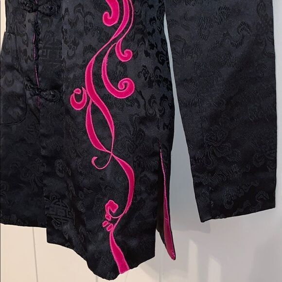 Silver Dragon oriental black & pink jacket - Picture 3 of 8